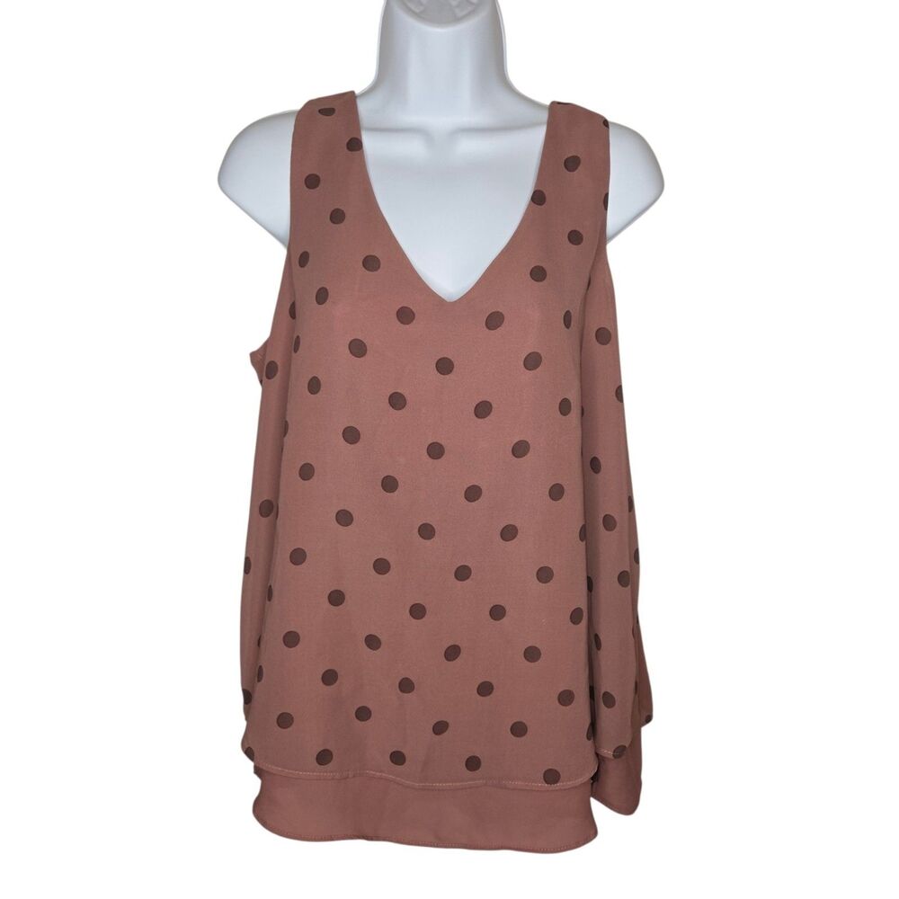 Torrid Double Layer Polka Dot Chiffon Tank Top Mauve Dusty Rose Size 00
